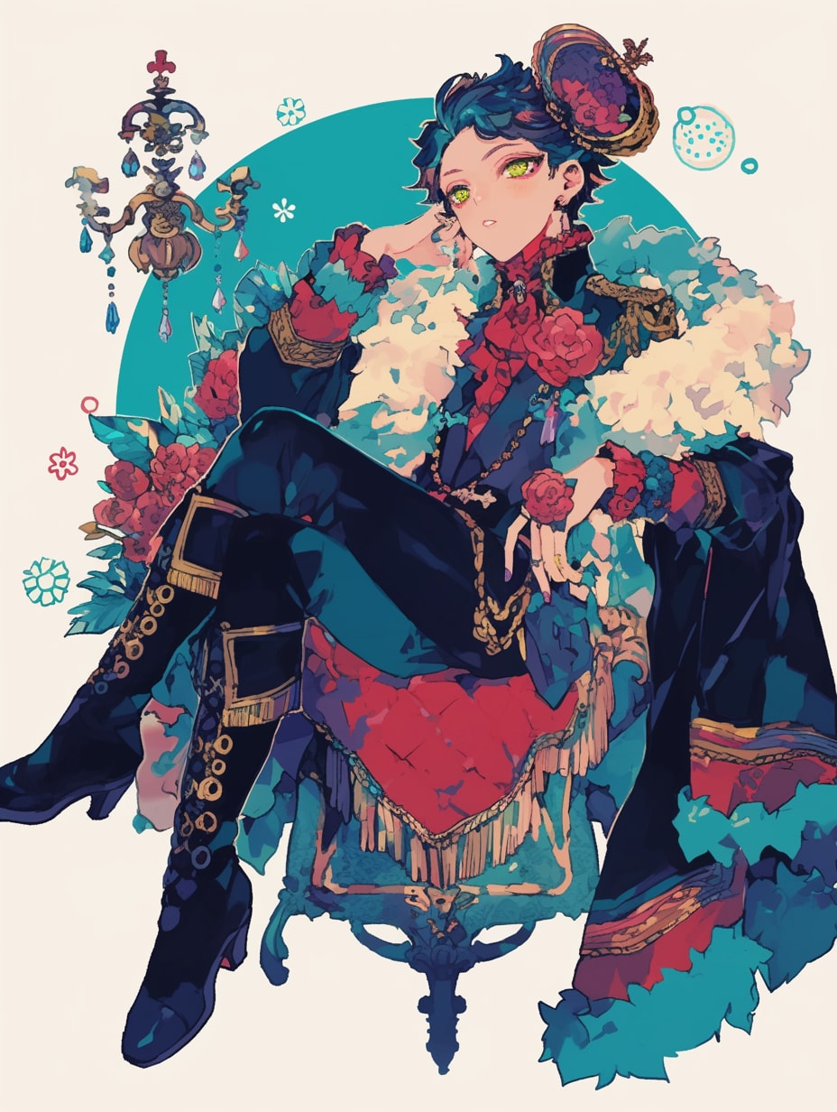 青の玉座に咲く薔薇 | の人気AIイラスト・グラビア