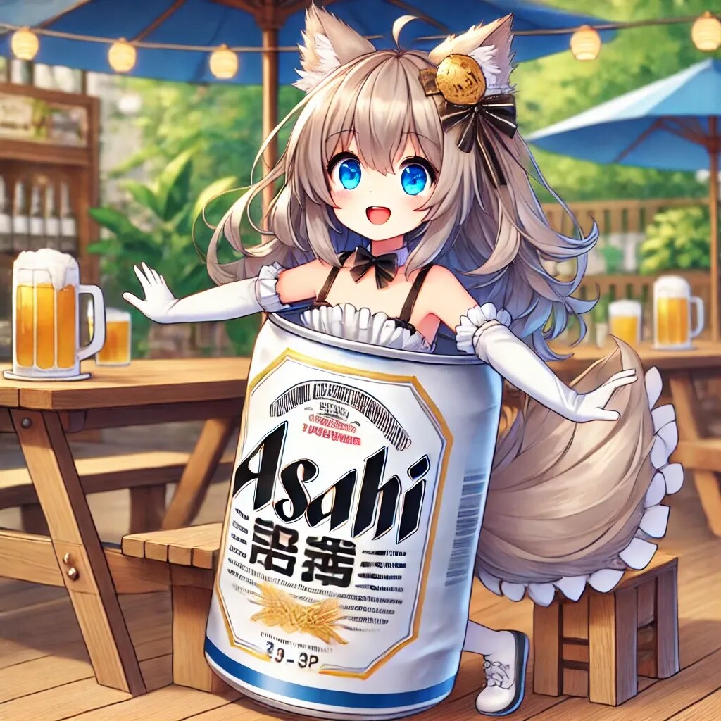 自身をスーパードライとした小さな女の子