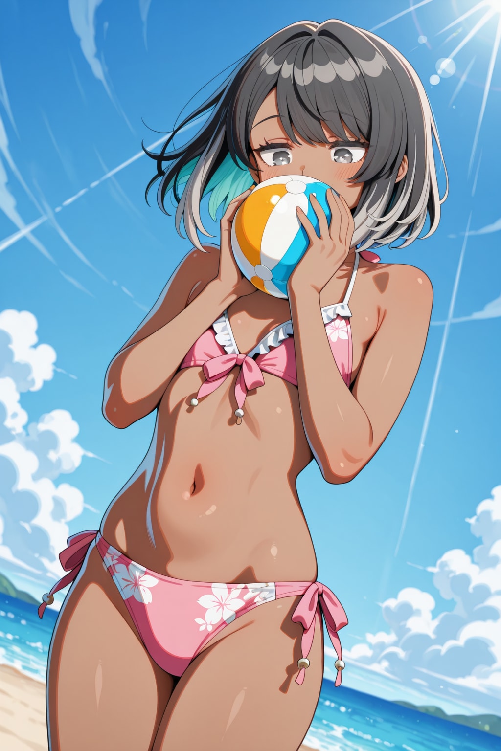 ビーチボールを膨らませよう
