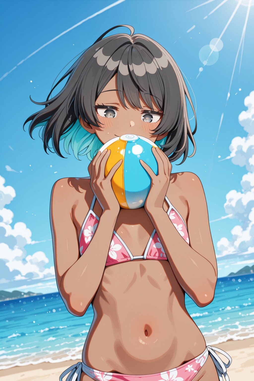 ビーチボールを膨らませよう