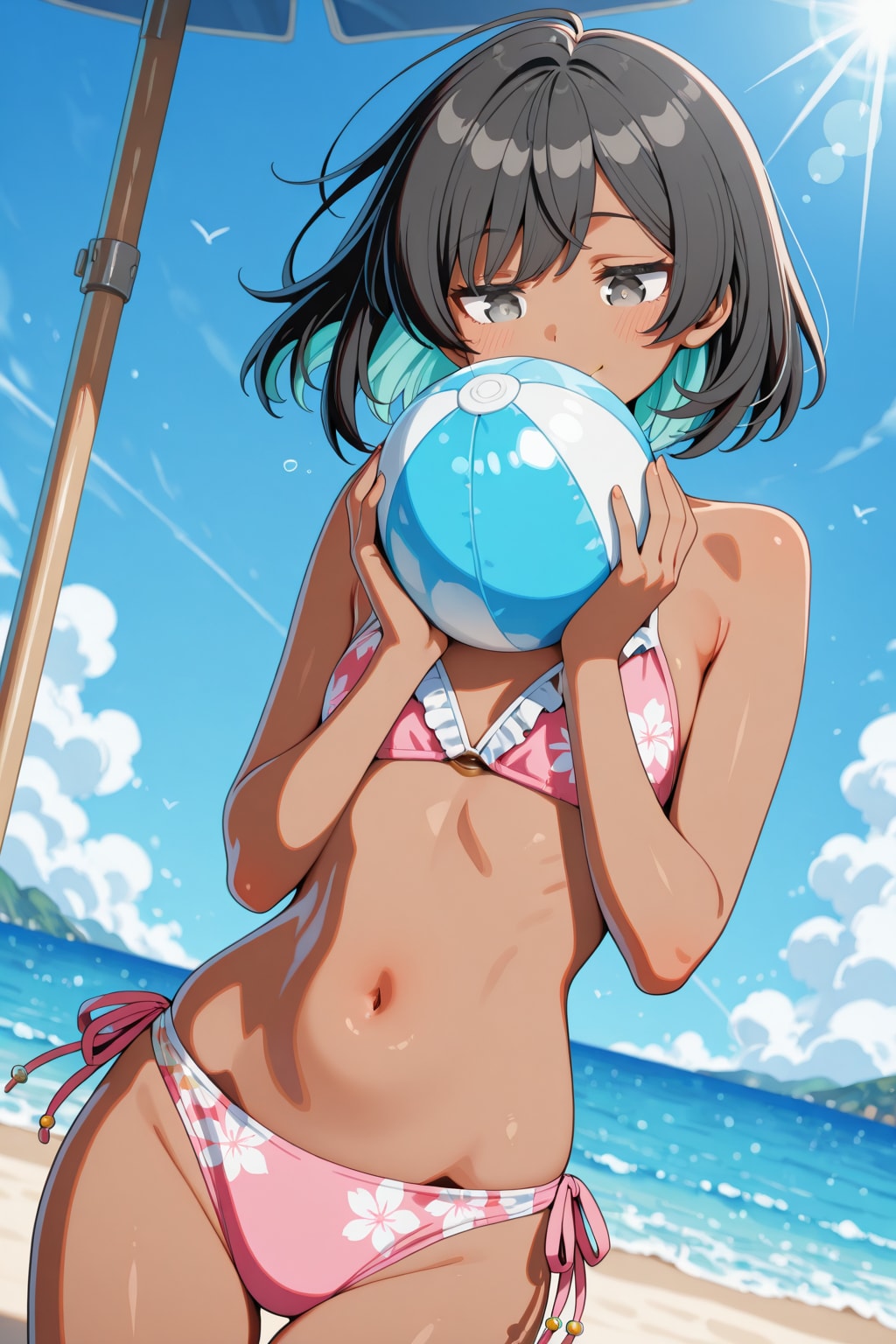 ビーチボールを膨らませよう