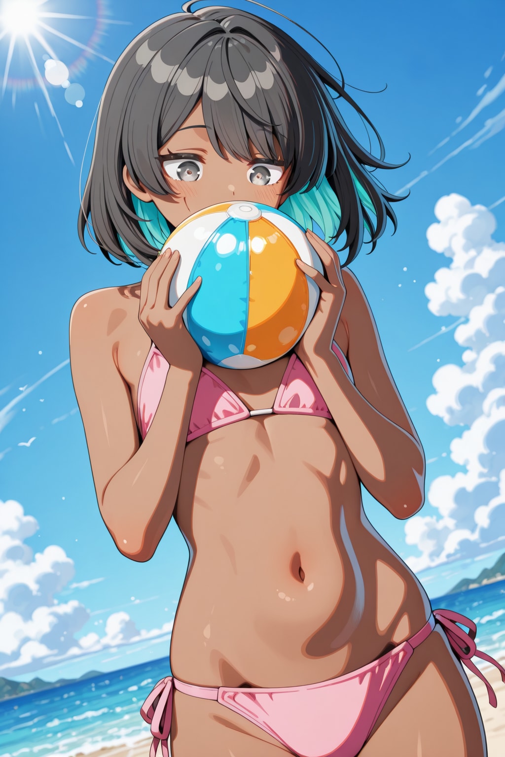 ビーチボールを膨らませよう