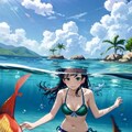 熱帯魚と戯れる美女 🐠 2枚目