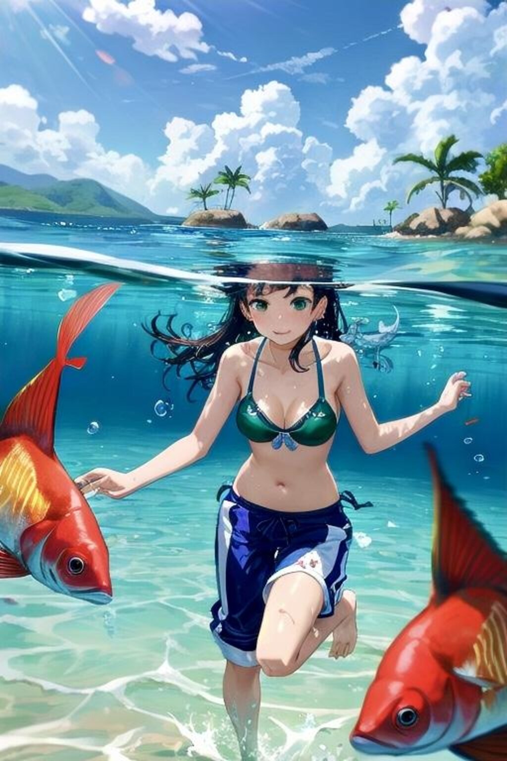 熱帯魚と戯れる美女 🐠