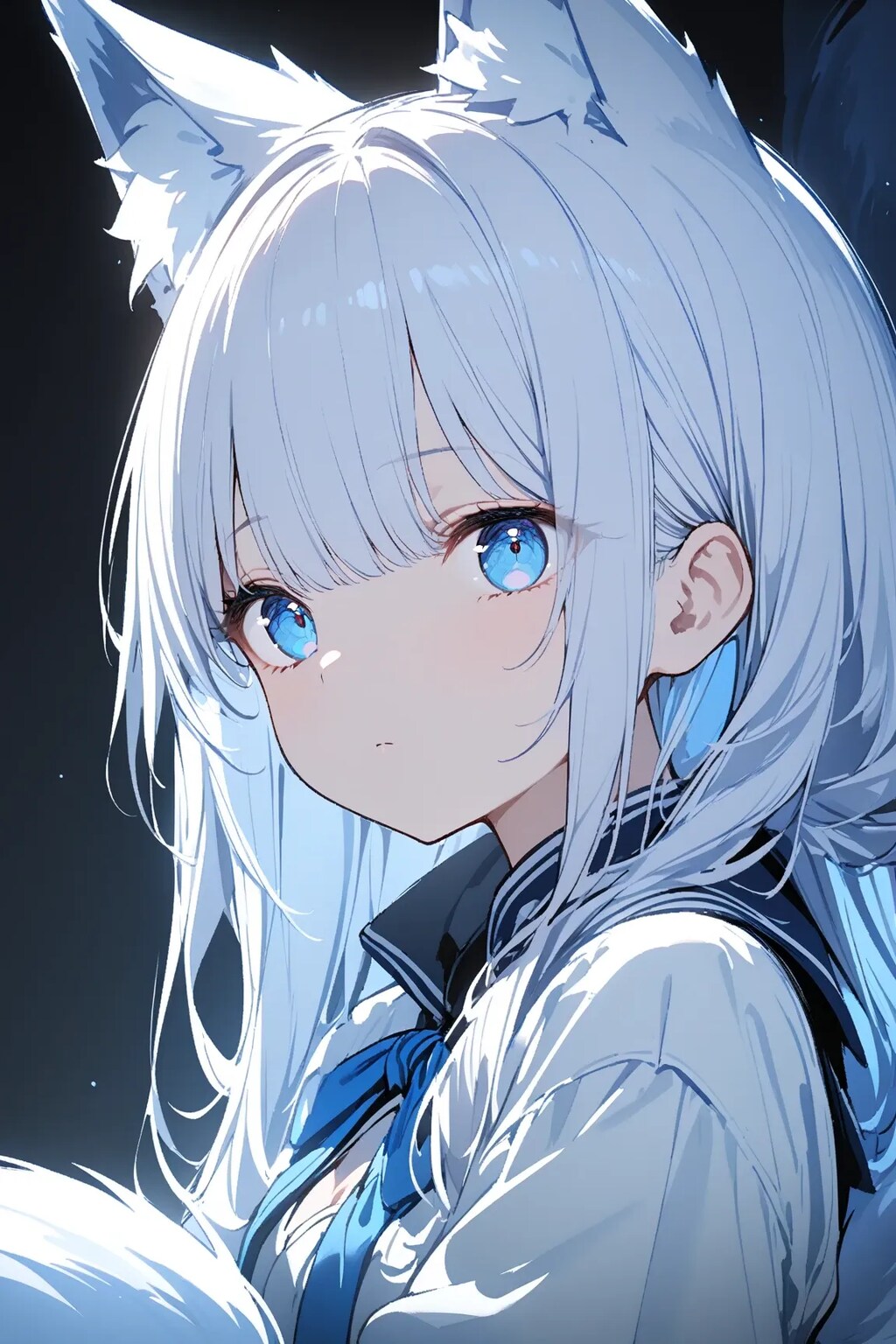 ポツン…★闇の中の狐耳少女
