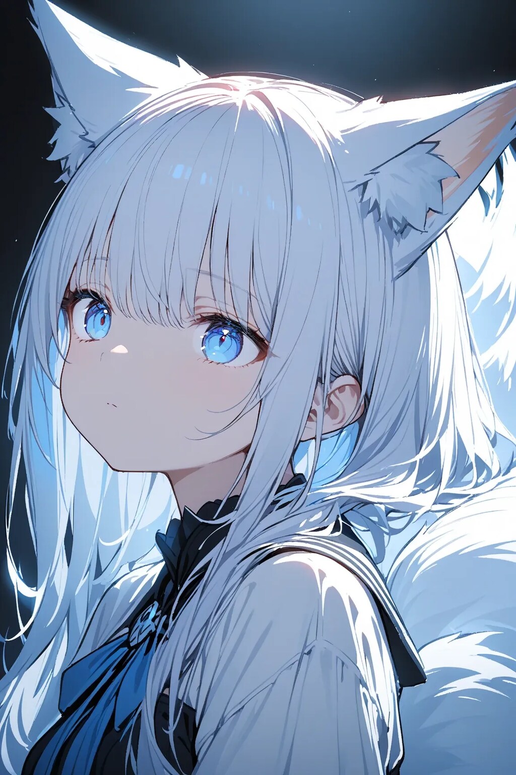 ポツン…★闇の中の狐耳少女