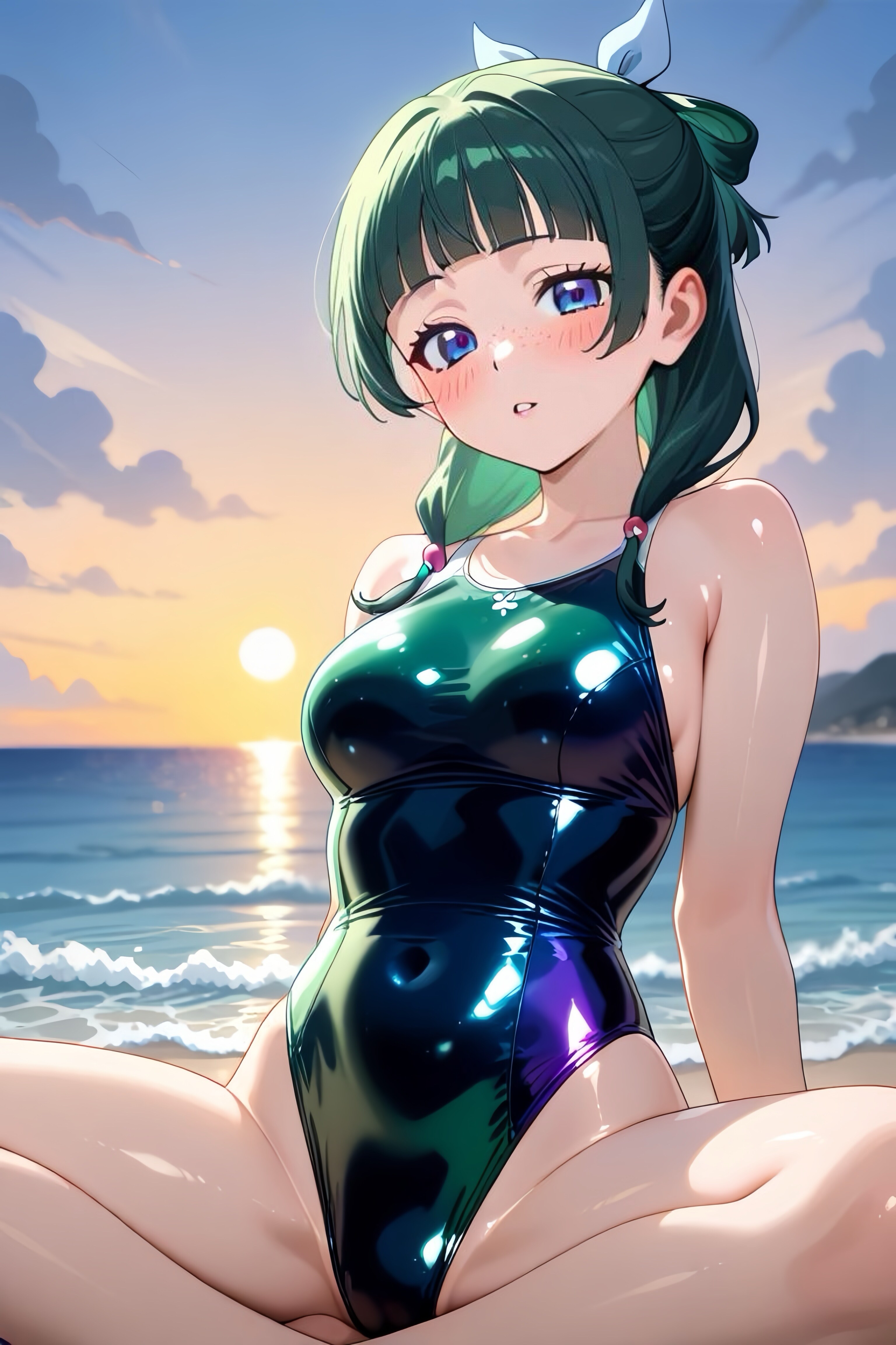 競泳水着で海水浴🏖️