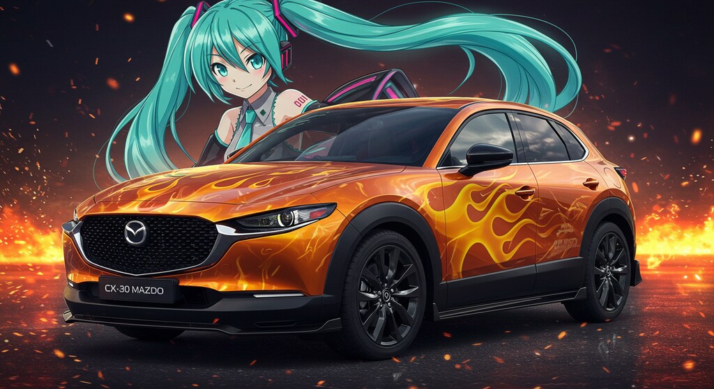 マツダCX-30炎柄と初音ミク