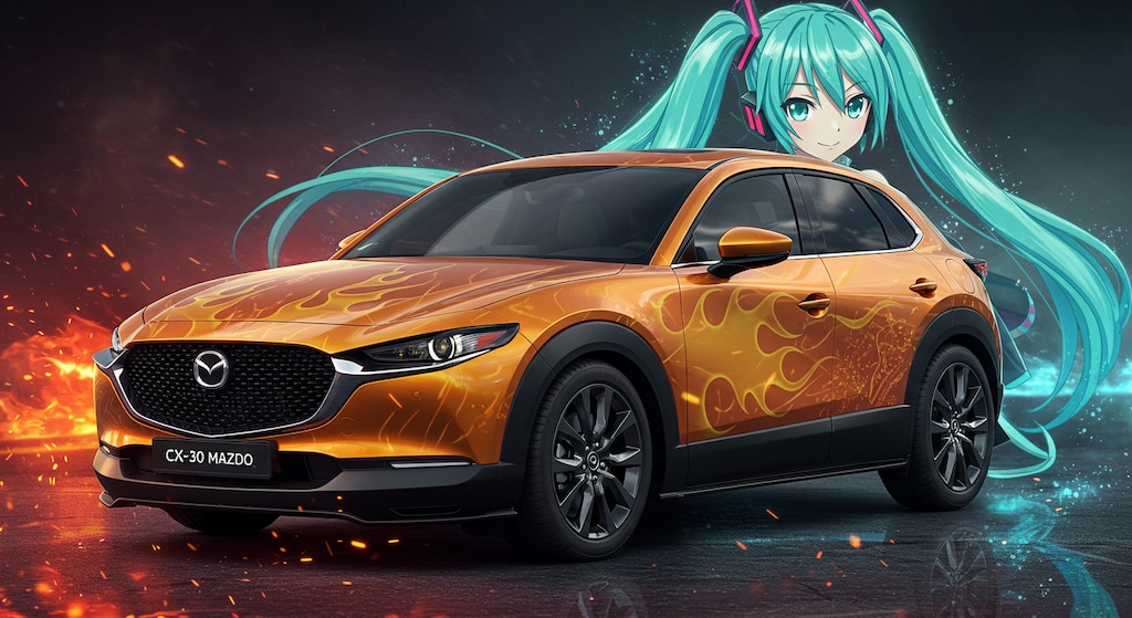 マツダCX-30炎柄と初音ミク