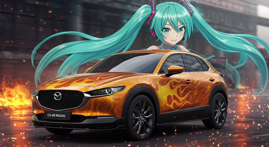 マツダCX-30炎柄と初音ミク