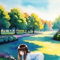 公園水彩画 3枚目