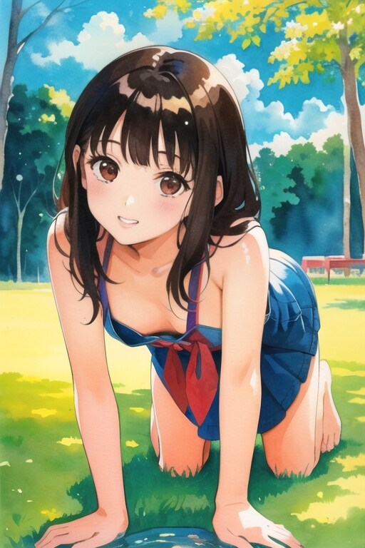 公園水彩画