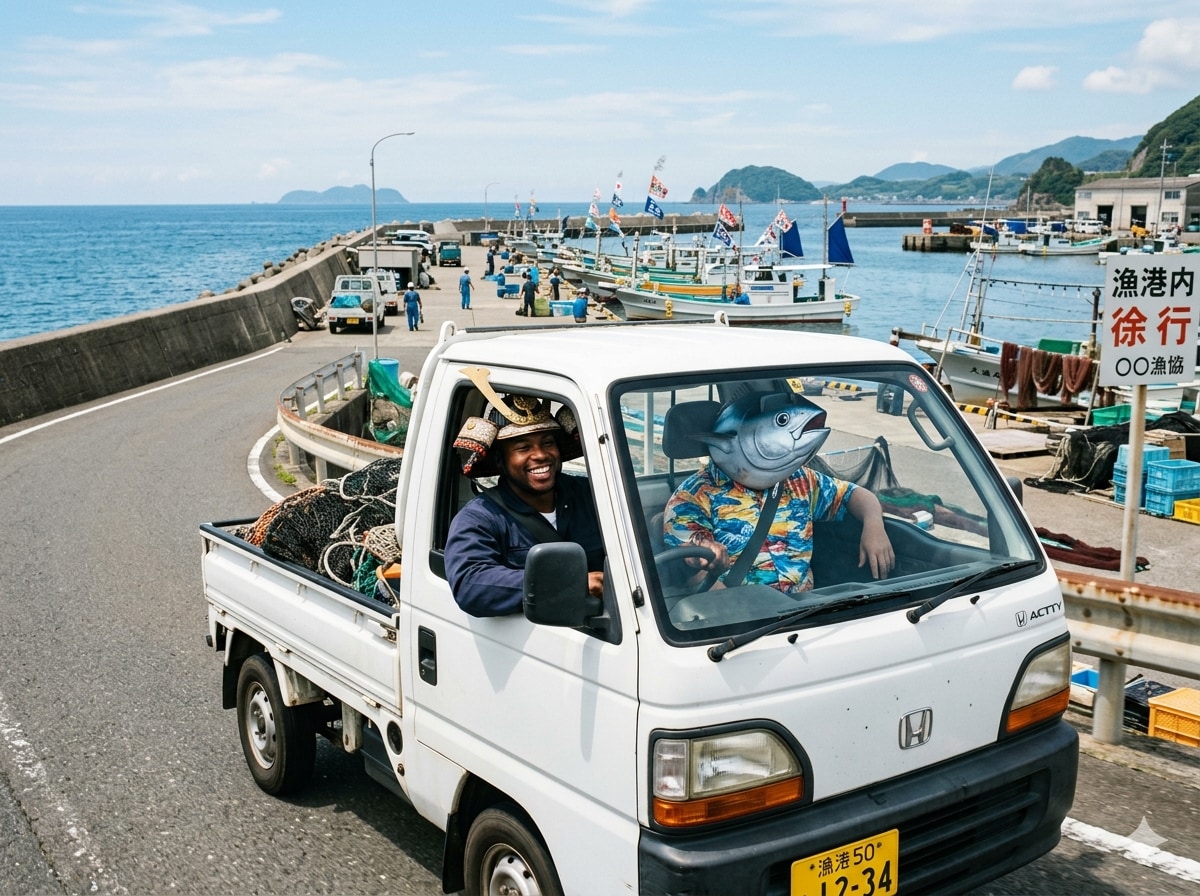 軽トラでドライブ中のアグロ🐟さんとYASUKE