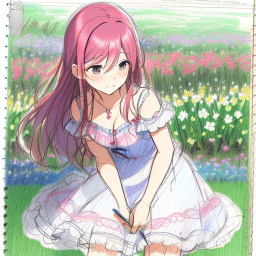 ラフスケッチ×色鉛筆