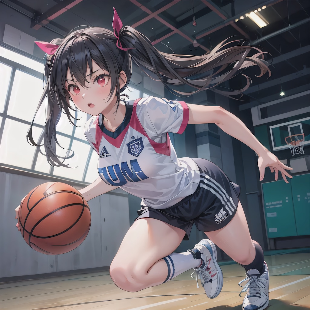 黒髪ツインテでユニフォームの少女５