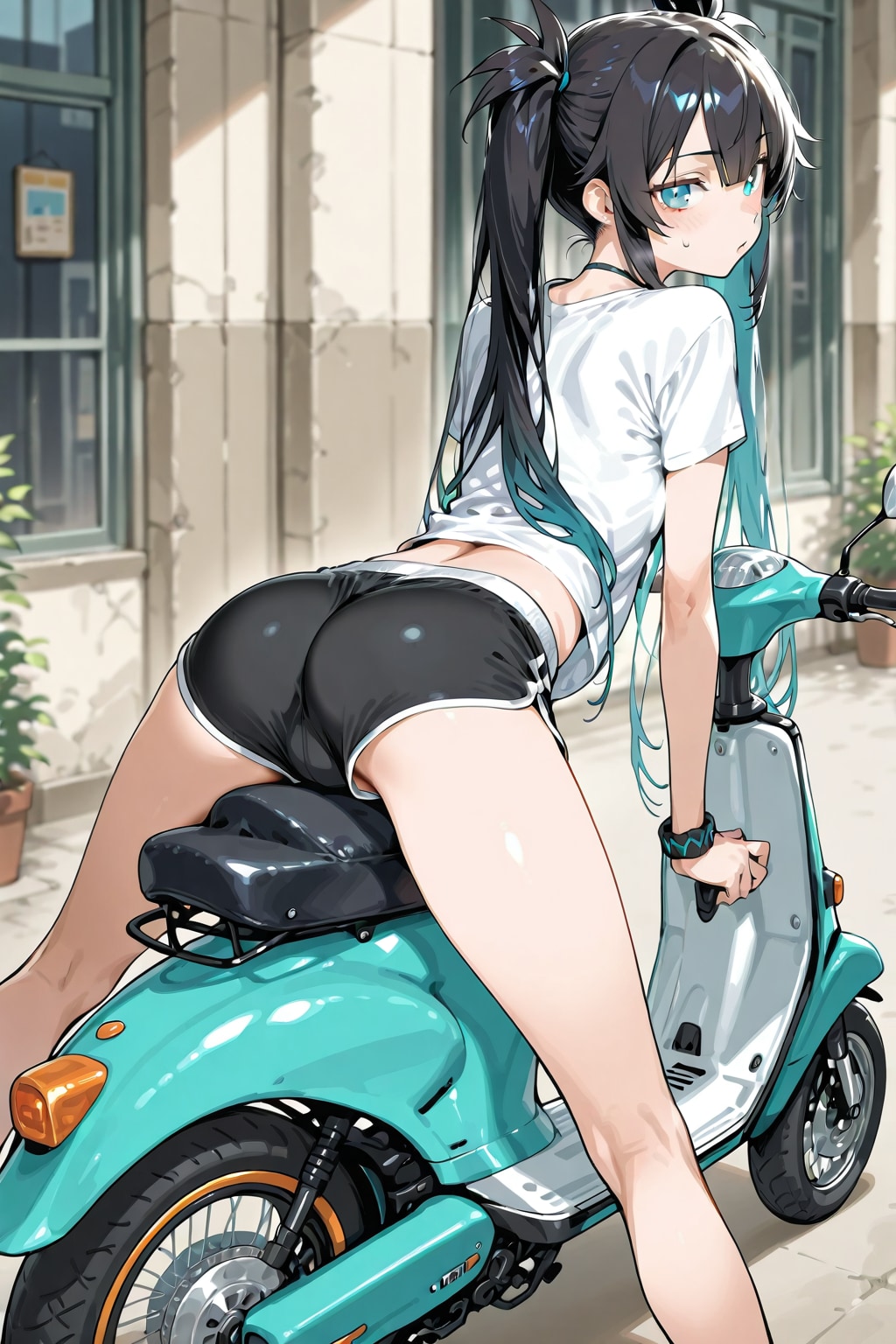 バイクに座る