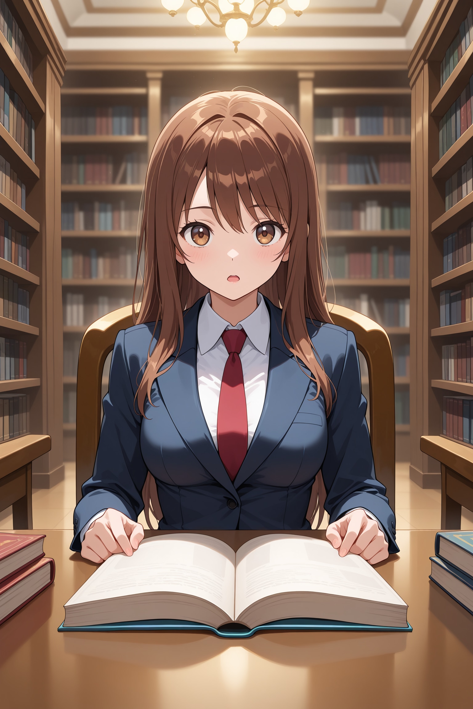 図書館で過去資料を読む桐島さん | の人気AIイラスト・グラビア