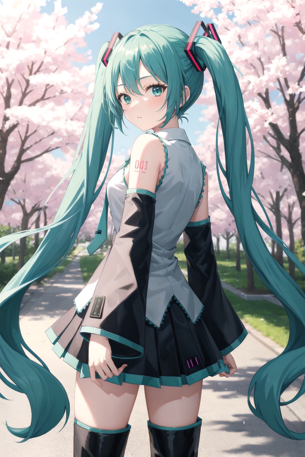 振り返るミクさん