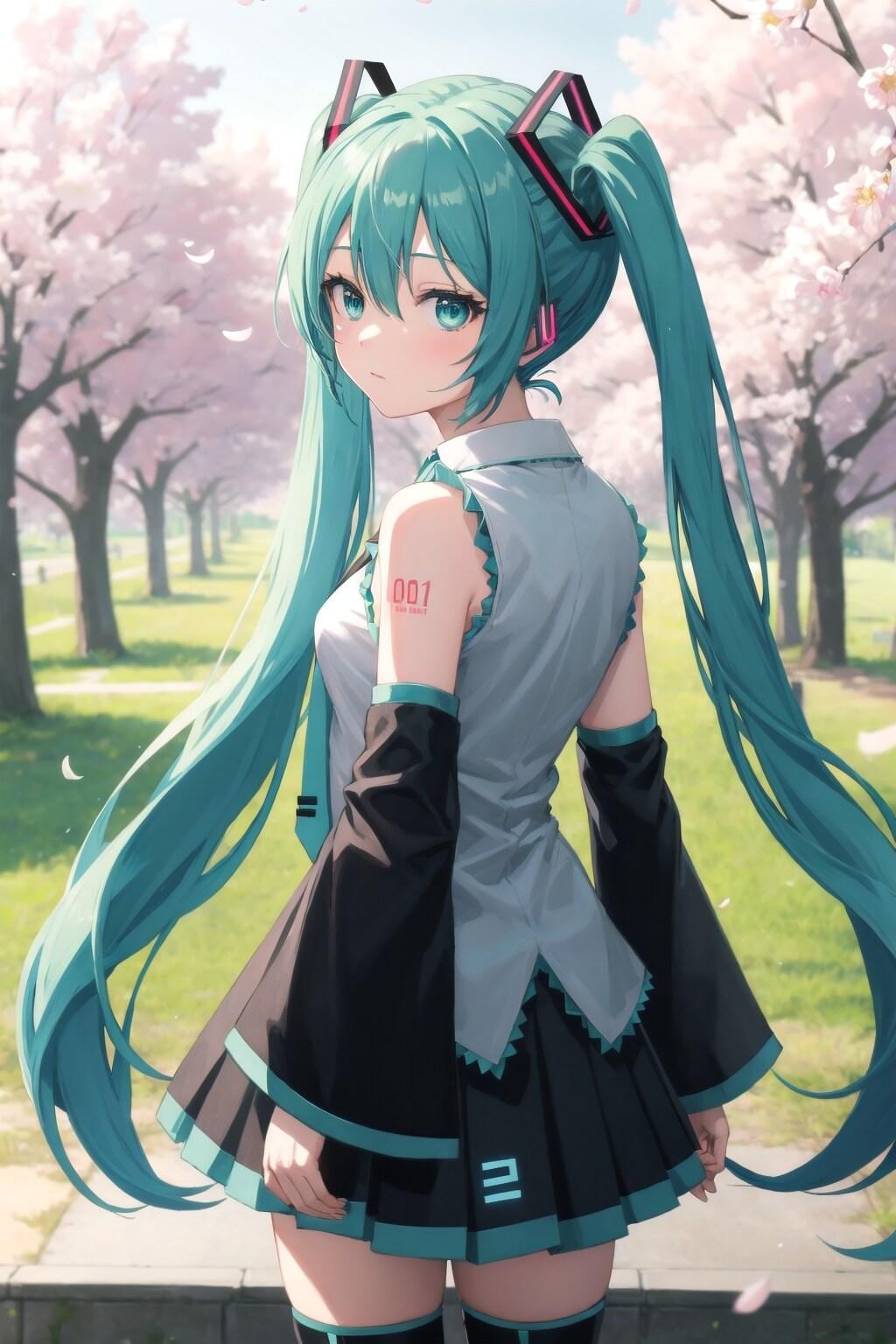 振り返るミクさん