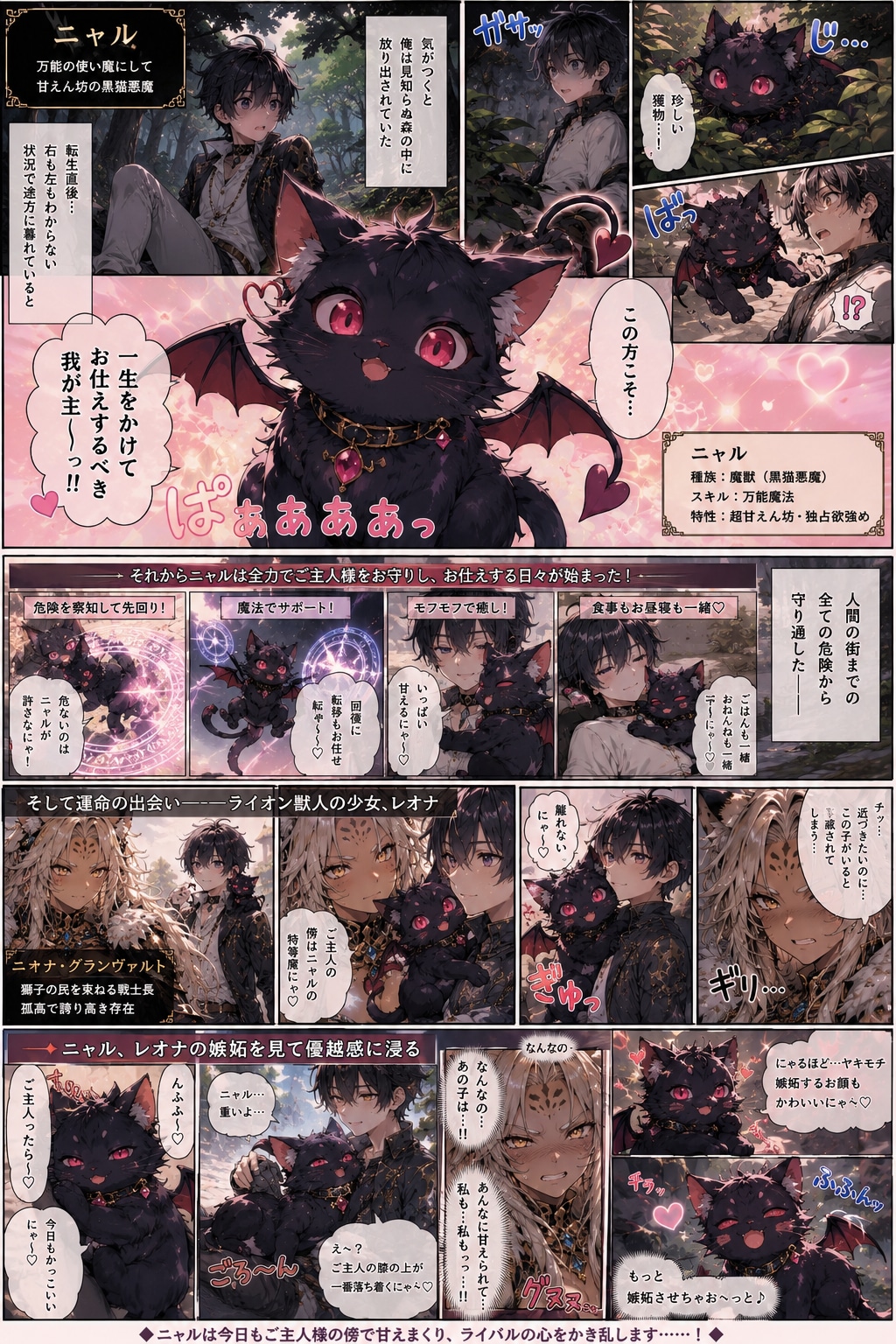異世界転生したら美少年に生まれ変わってチートスキルの「ネコ科動物好感度限界突破」でネコ科動物とネコ型獣人に囲まれて愛の溢れる生活で幸せ過ぎる件 キャラ紹介画像