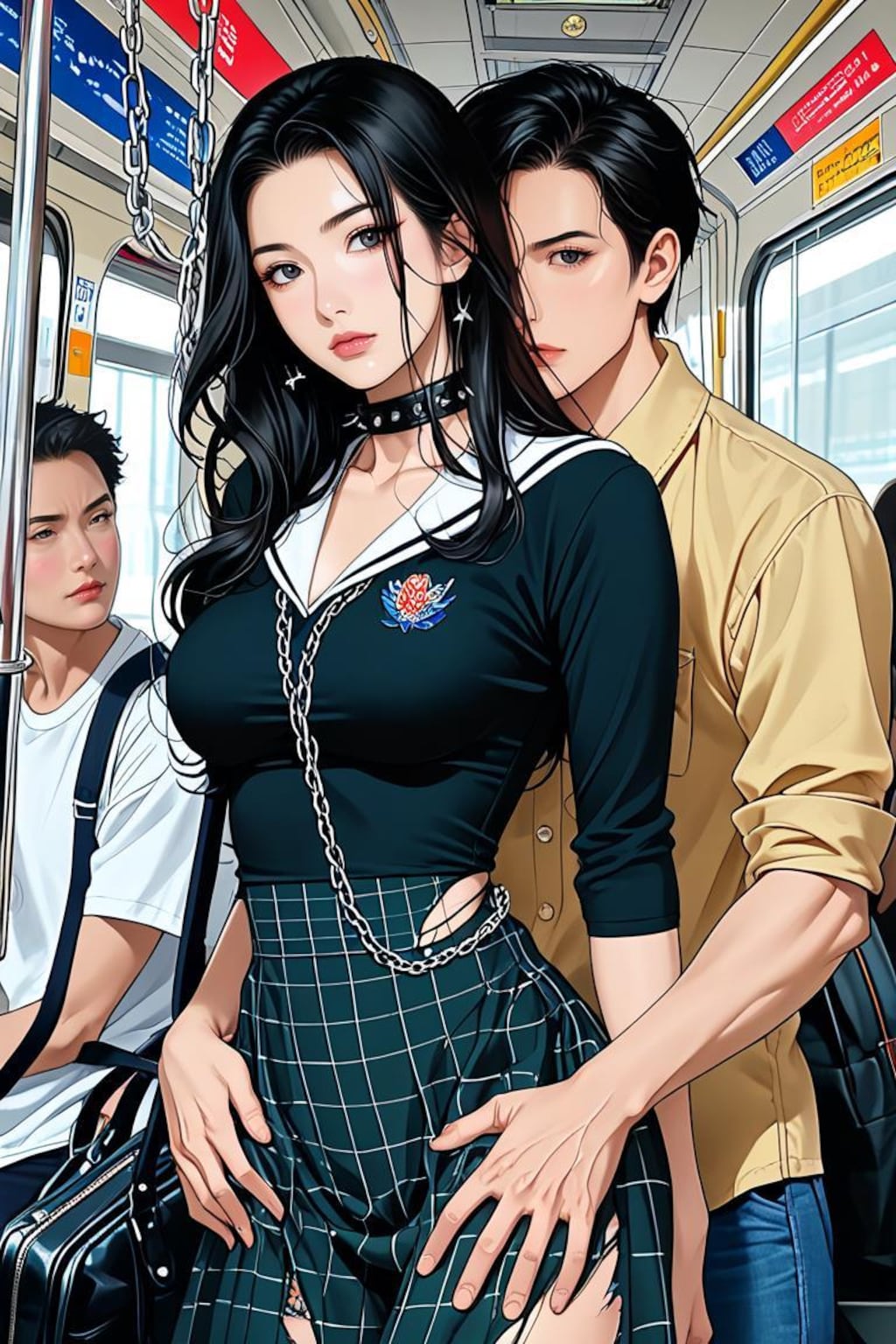 触られる女性