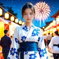 打ち上げ花火、夏祭りデート 5枚目
