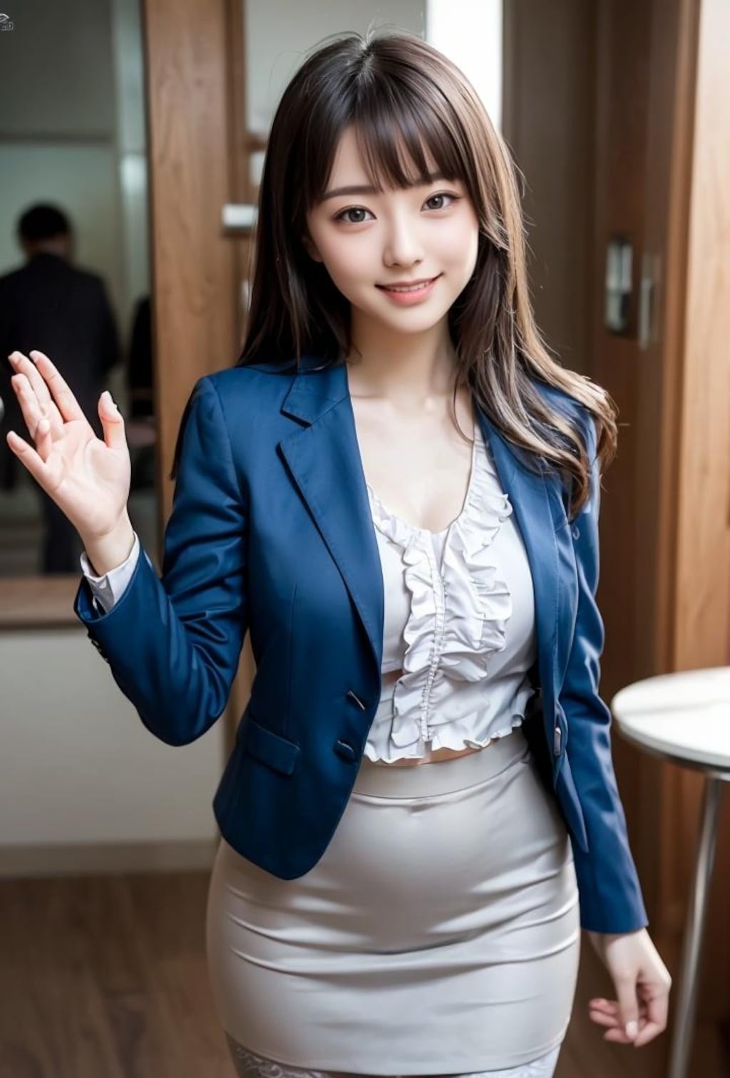 フリルブラウスの彼女