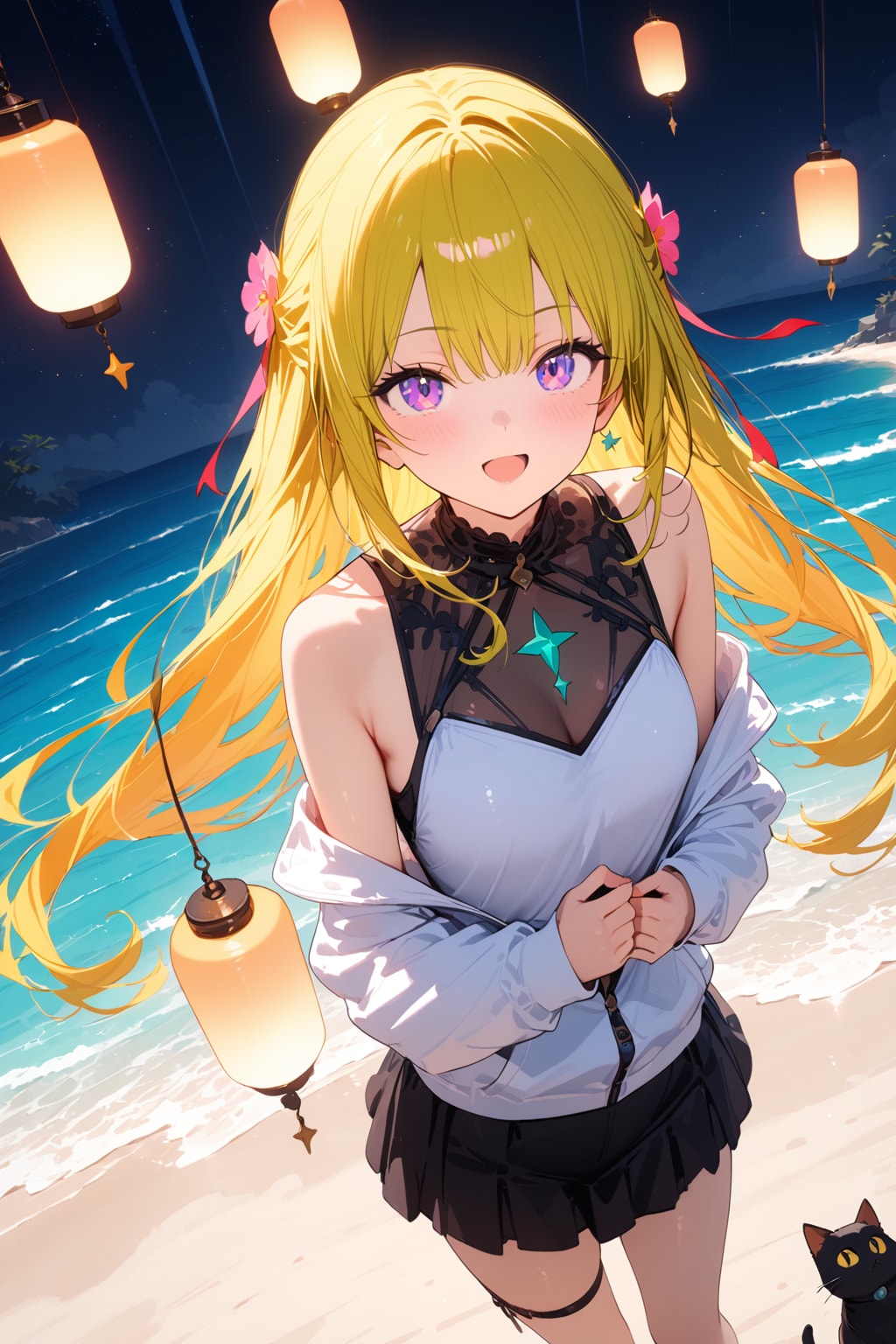 砂浜の魔女とランタン | の人気AIイラスト・グラビア