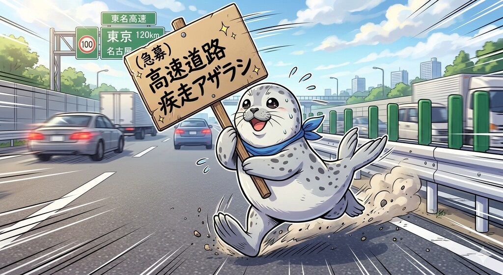 プラカードを持ったアザラシ