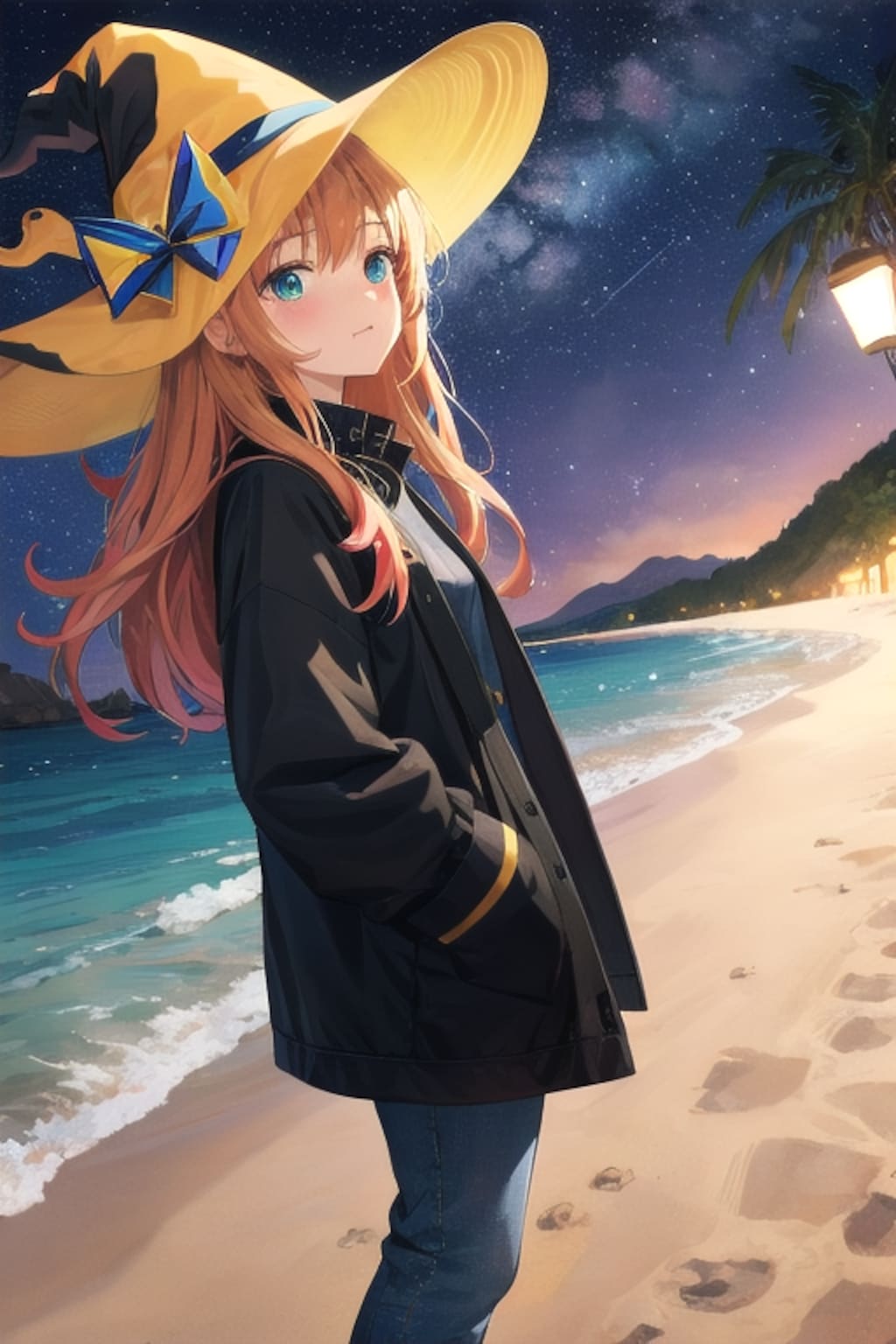 砂浜の魔女と星空