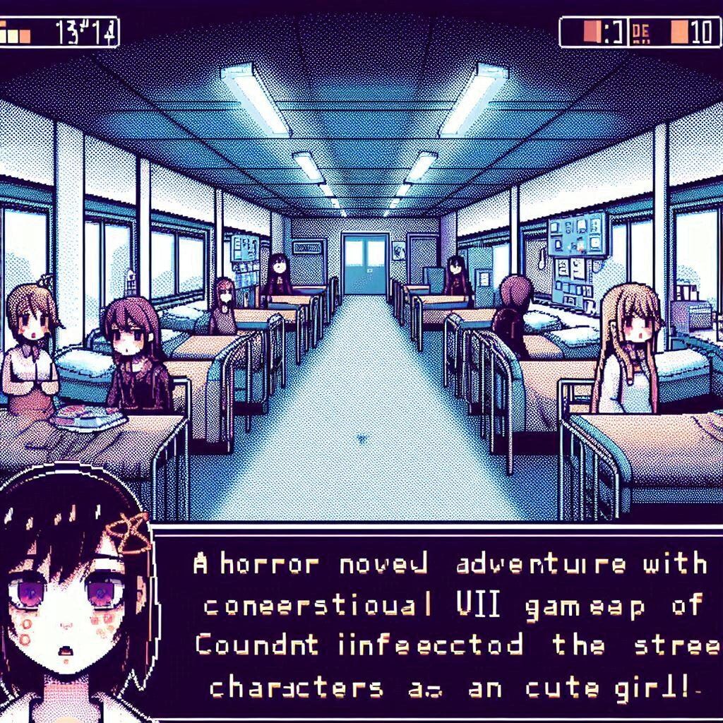 パンデミックで医療と文明が崩壊した世界の病院で避難したJK達と生き延びるゲーム（ドットレトロゲーム風）