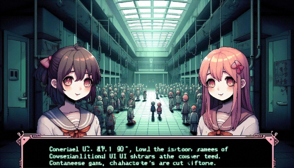 パンデミックで医療と文明が崩壊した世界の病院で避難したJK達と生き延びるゲーム（ドットレトロゲーム風）