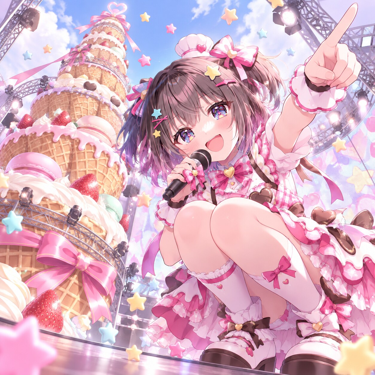 お菓子の塔でライブ（３）３時のアイドル　GPTimages2.5 | の人気AIイラスト・グラビア