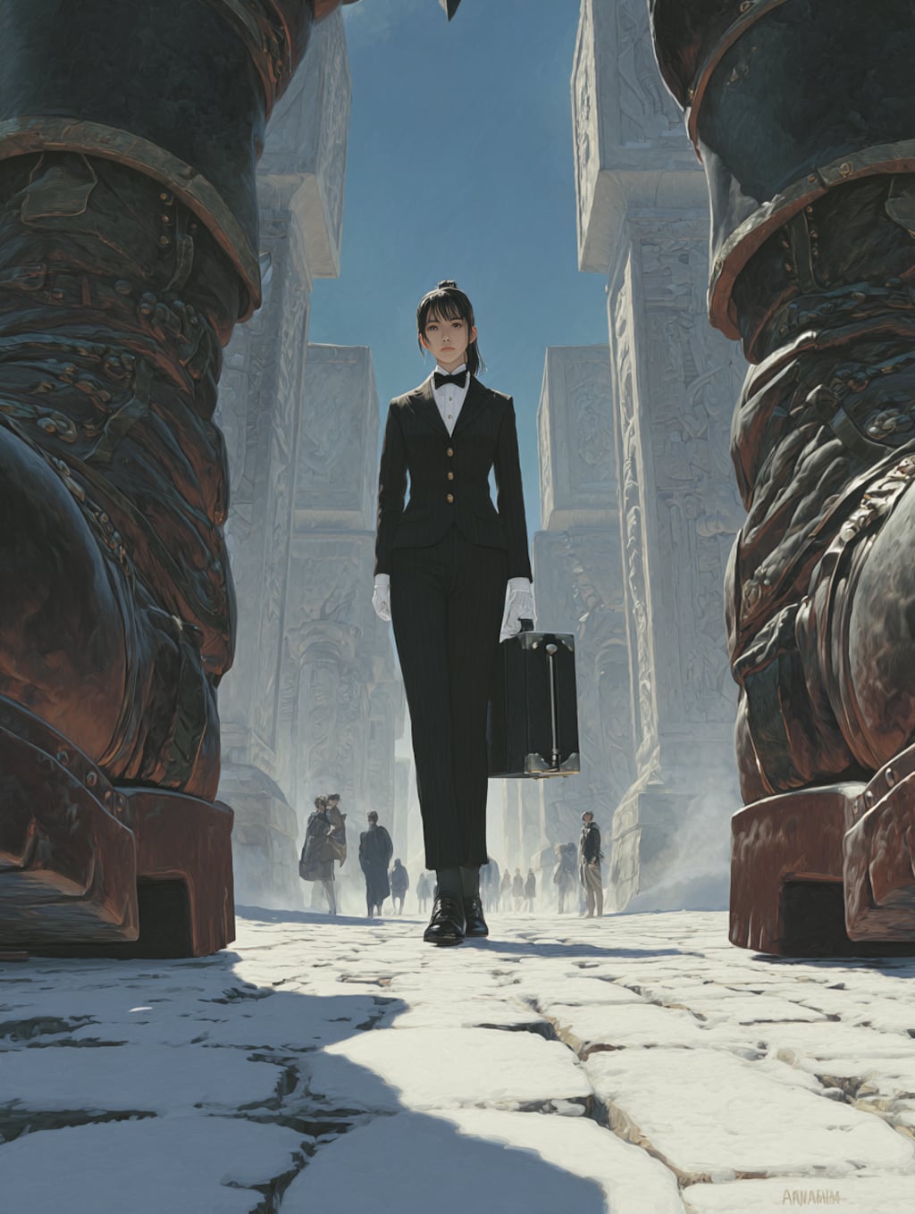 巨人族と商談中の執事ちゃん