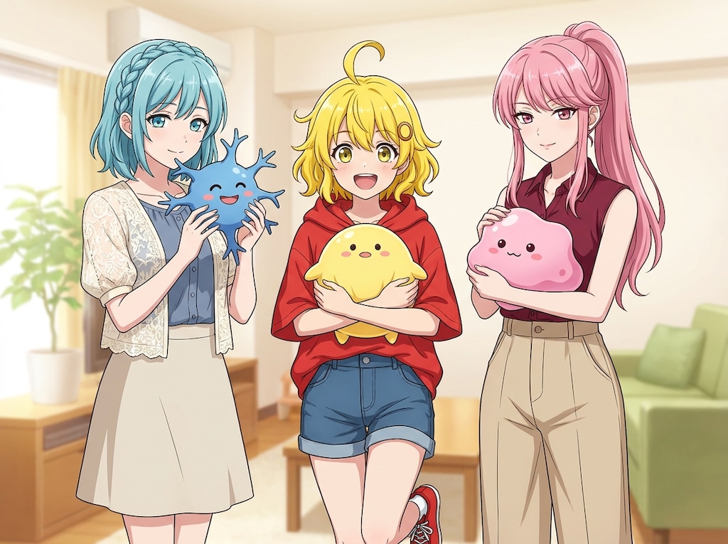 色の子と 細胞マスコット