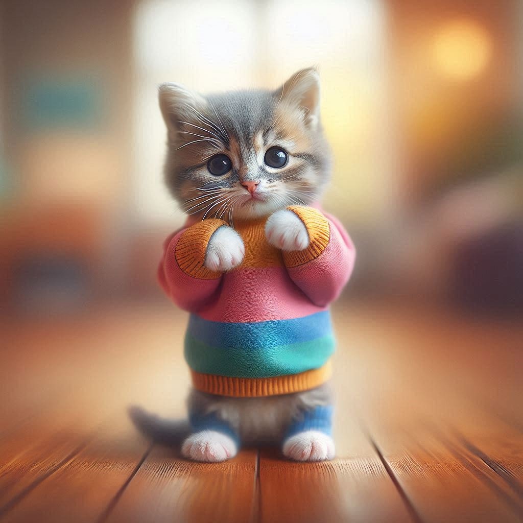 萌え袖を極める猫