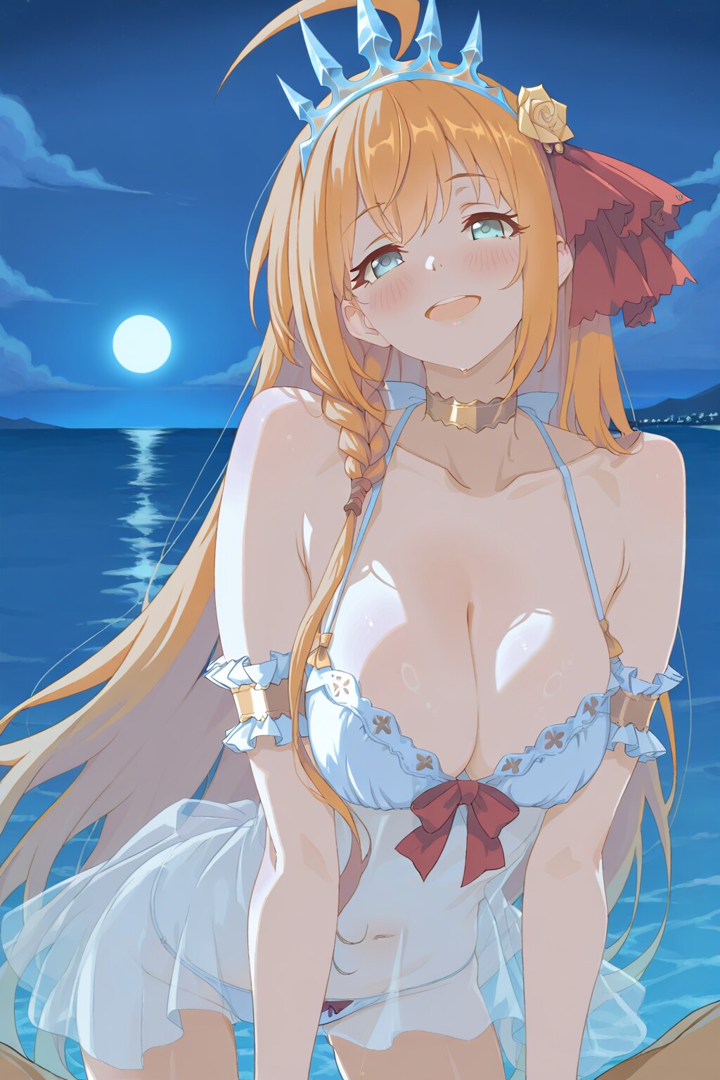 下着姿のペコリーヌと夜の海(ちちぷい版)