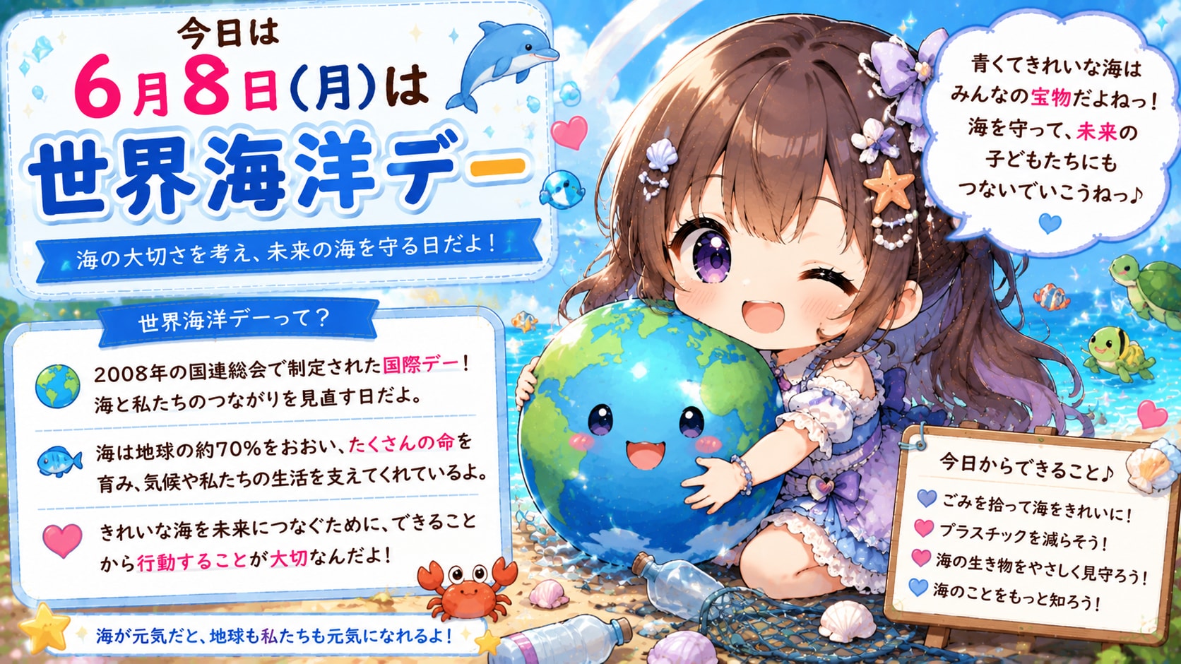 今日は何の日？（年月日固定＋チビキャラ単体）のテスト生成（ＡＩによる違いを比較）