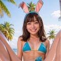 ふたなり水着バニーちゃんオンザビーチ 2枚目