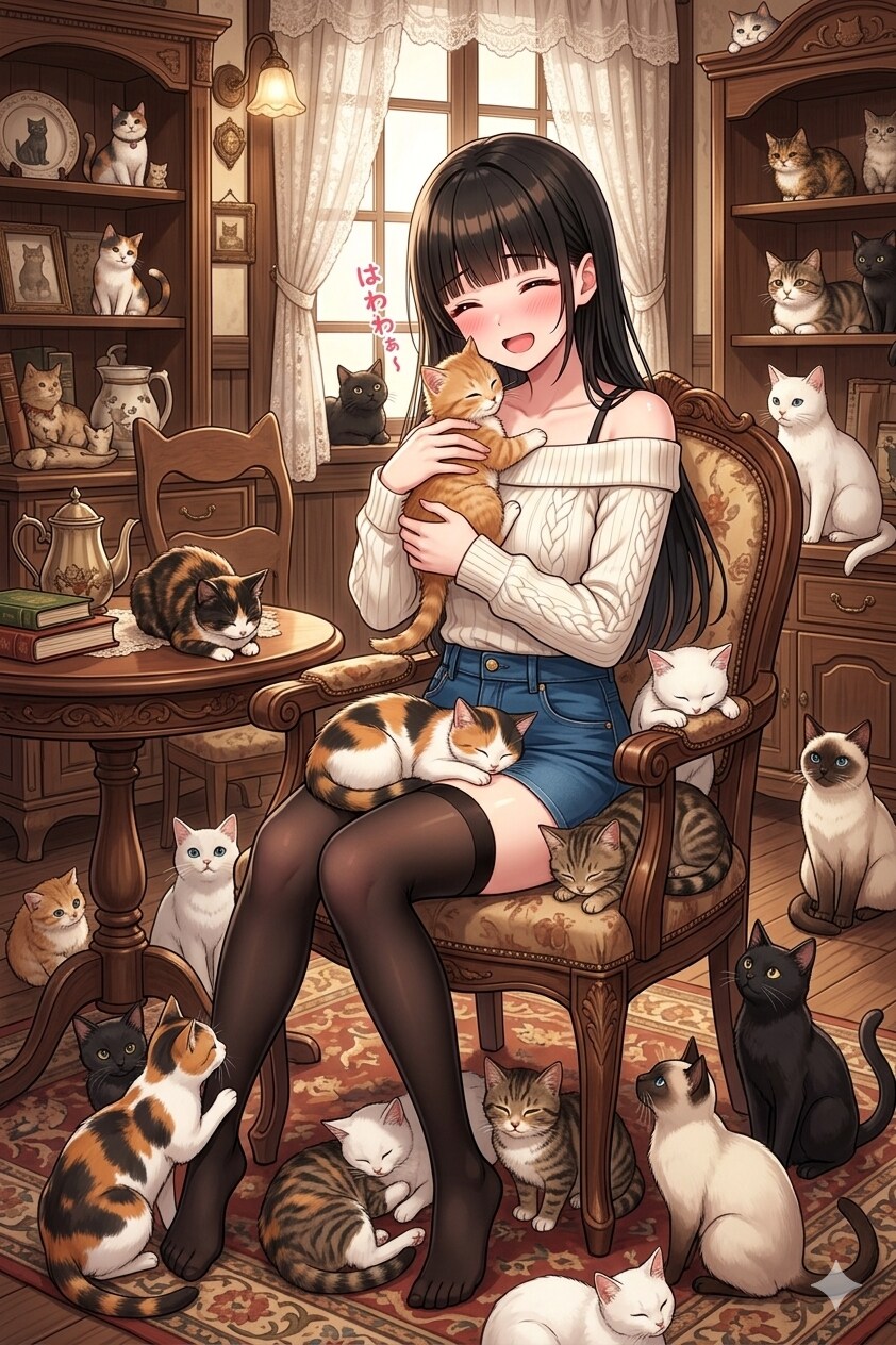 猫まみれのサキちゃん