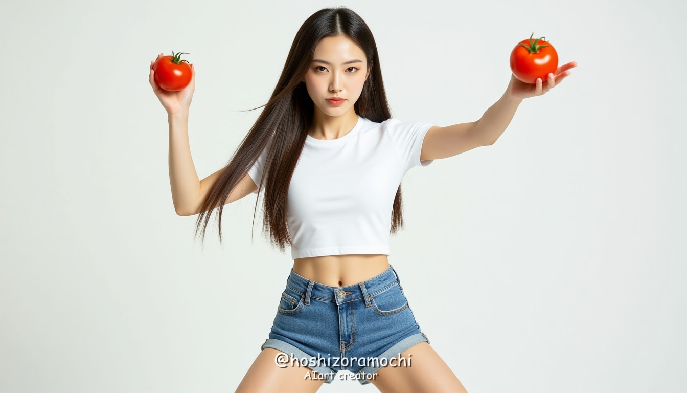 トマト投擲の緊迫した一瞬 - A tense moment during the tomato throwing | の人気AIイラスト・グラビア