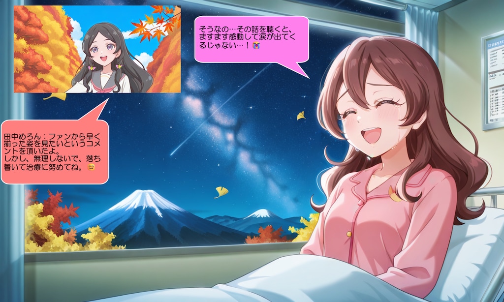 咲良うた、病院のベッドの上で感謝の言葉を述べる