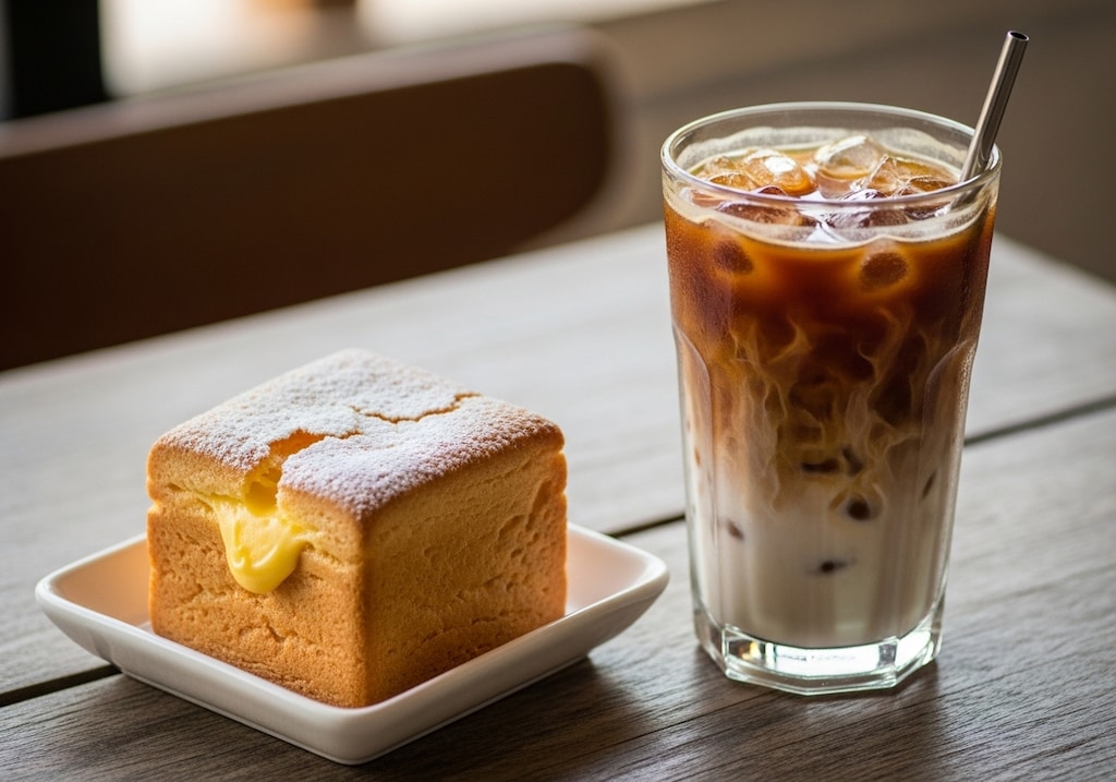 摩訶不思議食堂の米粉を使った四角いシュークリーム