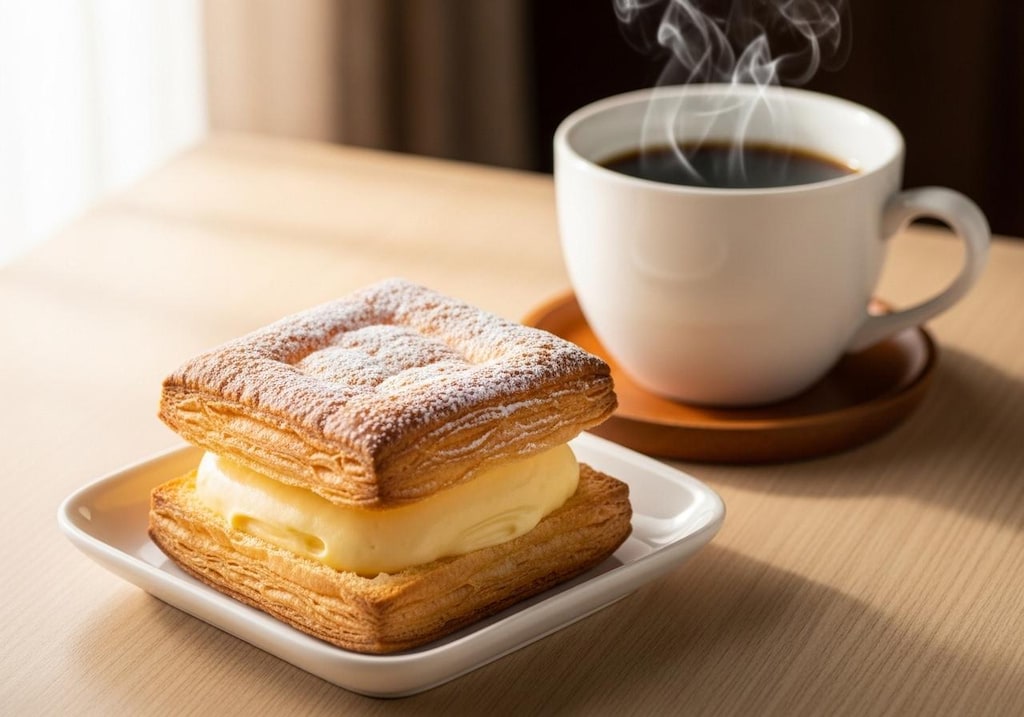 摩訶不思議食堂の米粉を使った四角いシュークリーム