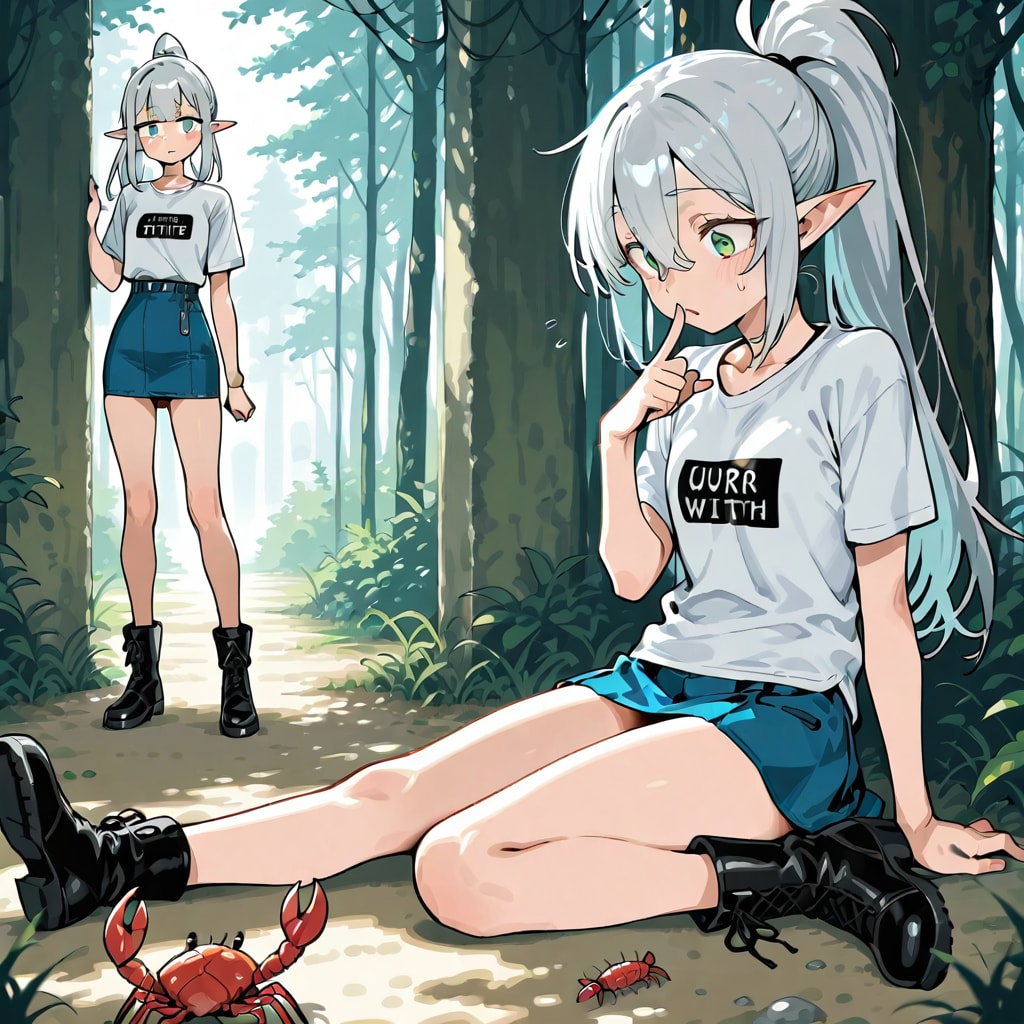 (失敗)ザリガニと銀髪エルフの女の子