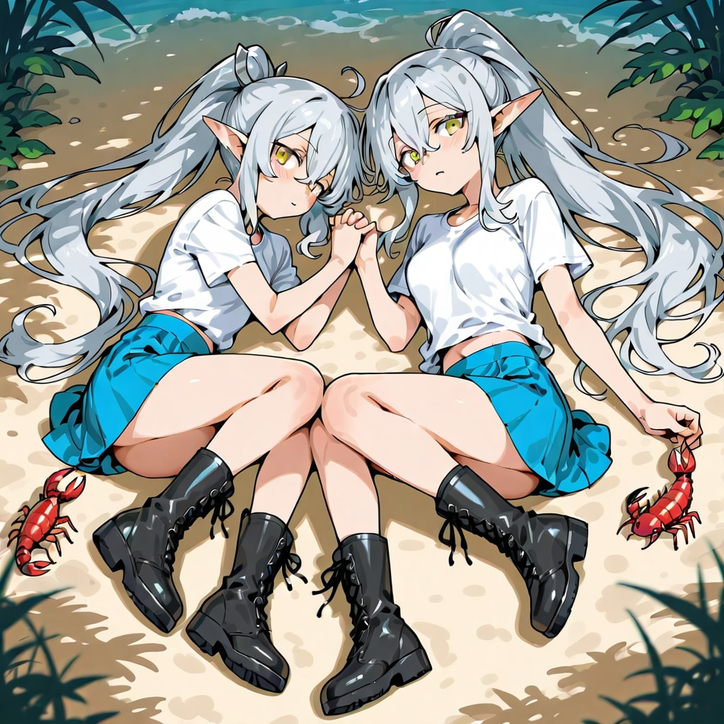 (失敗)ザリガニと銀髪エルフの女の子