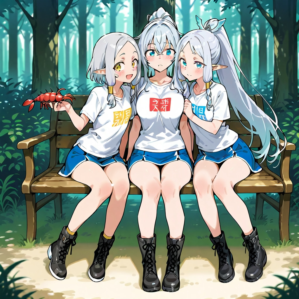 (失敗)ザリガニと銀髪エルフの女の子 | の人気AIイラスト・グラビア