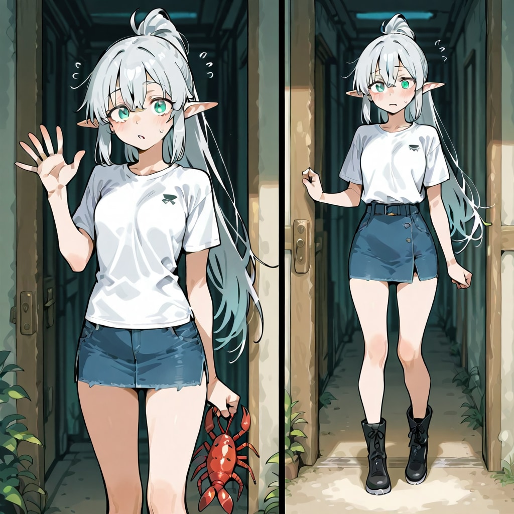 (失敗)ザリガニと銀髪エルフの女の子