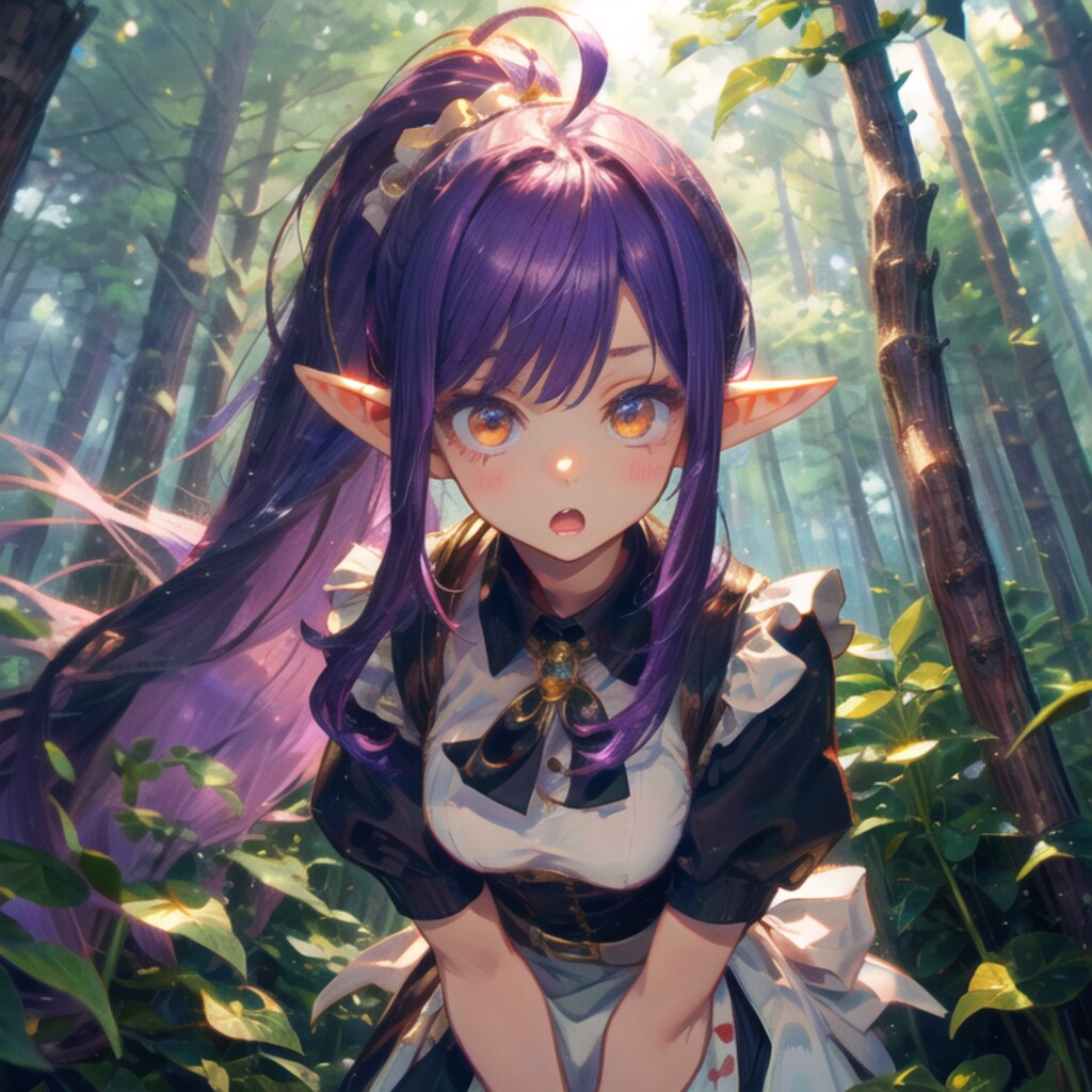 森の中を探しに來た紫髪メイド