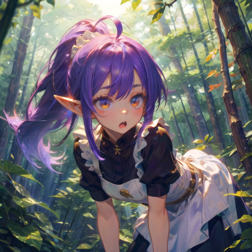 森の中を探しに來た紫髪メイド